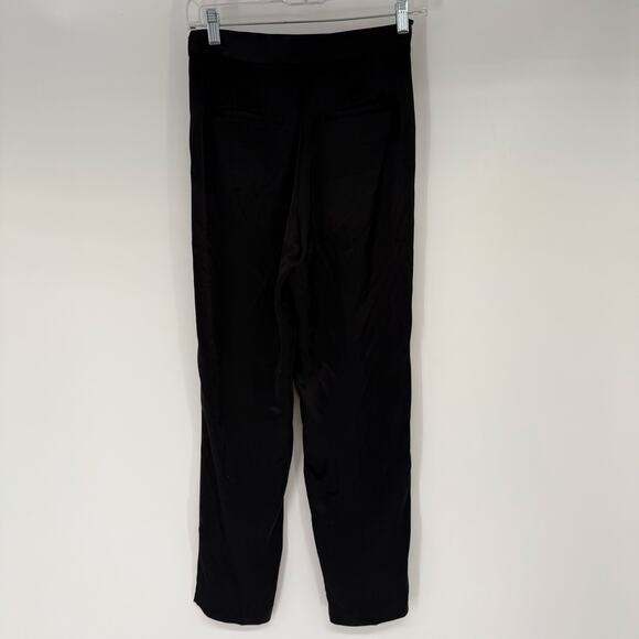 Babaton Aritzia Vogue Satin Pant Women's Size 0 Black High-Rise Pleated Straight - Picture 3 of 10